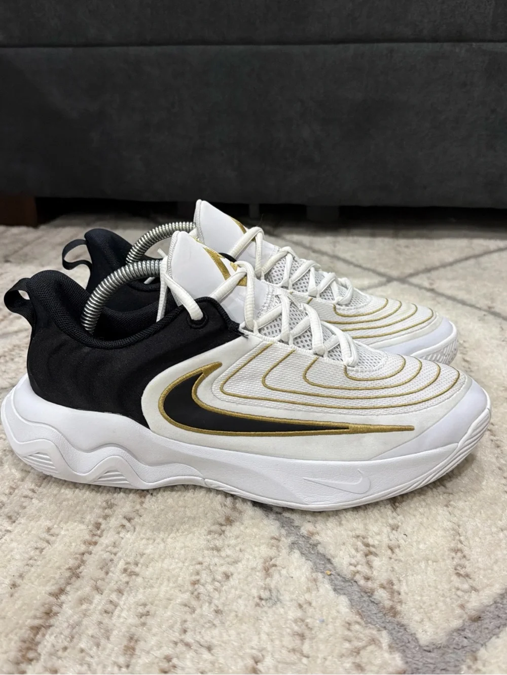 Nike Giannis Immortality 4 GS Shoes FZ6734-100 White Black Gold Kids Size 7Y